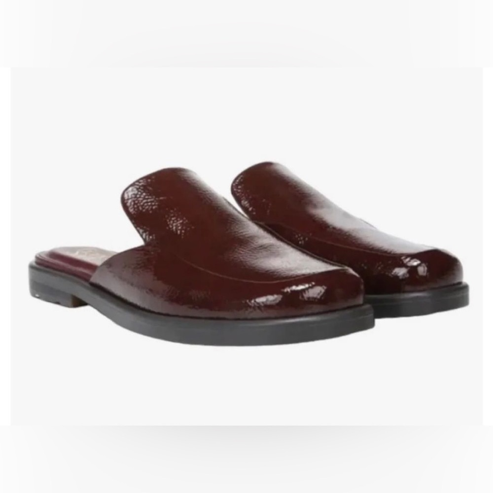 Franco Sarto Burgundy Patent Leather Slip-On Mules